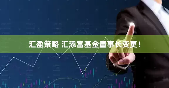 汇盈策略 汇添富基金董事长变更！